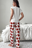 Red Ruffled Tank Top and Heart Print Pants Lounge Set
