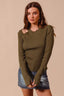 Ribbed Shoulder Cutout Knit Top