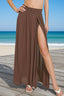 Crinkle Gauze High-Slit Maxi Skirt