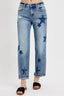 RISEN Mid-Rise Boyfriend Jeans – Star Detail, Distressed, and Effortlessly Cool