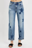 RISEN Mid-Rise Boyfriend Jeans – Star Detail, Distressed, and Effortlessly Cool