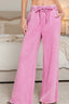 Acid Wash Fleece Palazzo Sweatpants with Pockets