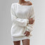 Balloon Sleeve Boat Neck Sweater Mini Dress