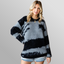 First Love Full Size Abstract Pattern Contrast Feather Yarn Sweater