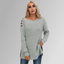 Gray Buttoned Drop Shoulder Oversized Sweater