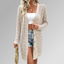 Parchment Hollow Out Buttons Front Long Cardigan