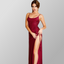 Fitted Ruched Satin Slit Dress