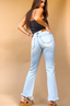 Beau Blue Distressed Straight-Leg Jeans