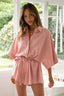 Pink Cotton Tie Romper – Effortless Chic