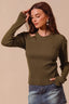 Ribbed Shoulder Cutout Knit Top