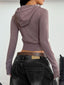 Drawstring Zip-Up Hooded Cardigan – Sleek, Stretchy, and Effortlessly Cool