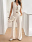 V-Neck Sleeveless Top & Wide-Leg Pants Set