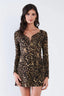 Leopard Print Long Sleeve Button Down Mini Dress Top