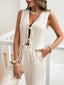 V-Neck Sleeveless Top & Wide-Leg Pants Set