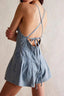 Backless Crisscross Denim Romper