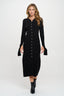 Rib Knit Maxi Dress with Buttons and Open Sleeve