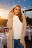 Taupe Knit Open Front Cardigan Sweater