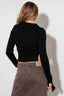Cut Out Collared Crop Soft Long Sleeve Sweater Top